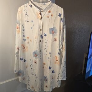 SHEIN Button Down Shirt with Mandarin Collar